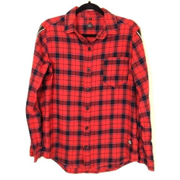 American Stitch as 1983 Red Black Plaid Button S - Picture 1 of 8